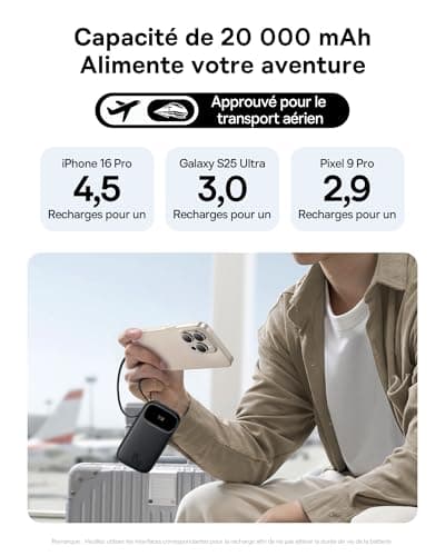 Baseus Power Bank 20000mAh 65W USB-C — vue 3