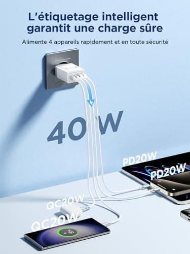 Aioneus Chargeur USB-C 40W 4 Ports — vue 2