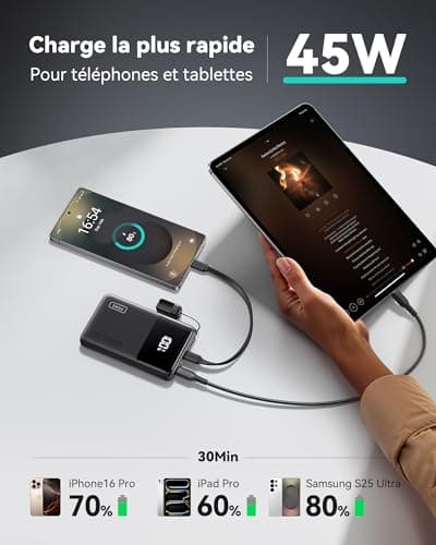 INIU Power Bank 10000mAh 45W — vue 2